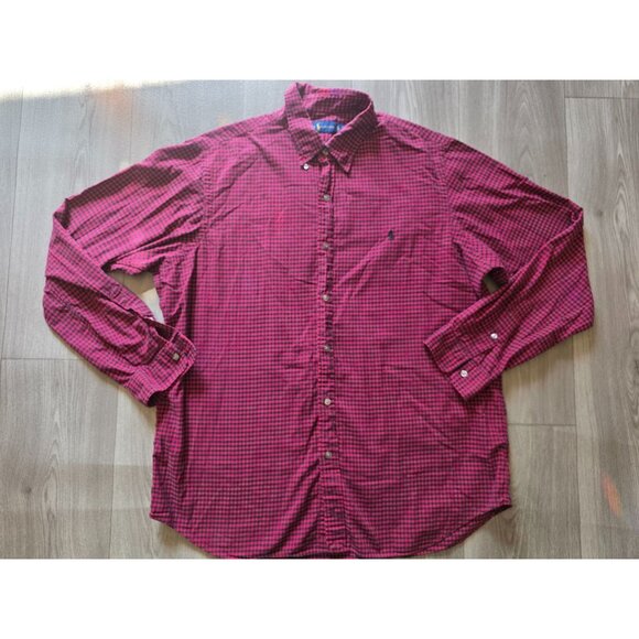Ralph Lauren Mens XL Red & Black Checkered Button-Down Shirt - Picture 1 of 7
